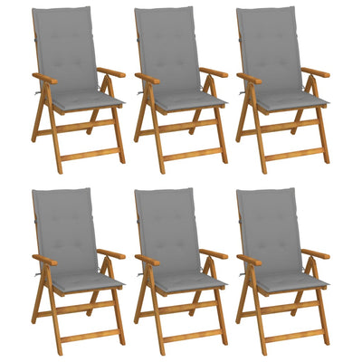 Folding Garden Chairs 6 pcs with Cushions Solid Acacia Wood