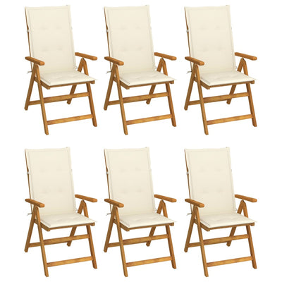 Folding Garden Chairs 6 pcs with Cushions Solid Acacia Wood