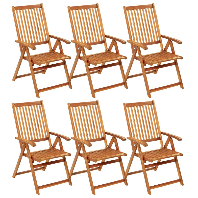 Folding Garden Chairs 6 pcs with Cushions Solid Acacia Wood