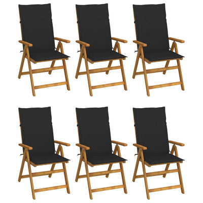 Folding Garden Chairs 6 pcs with Cushions Solid Acacia Wood