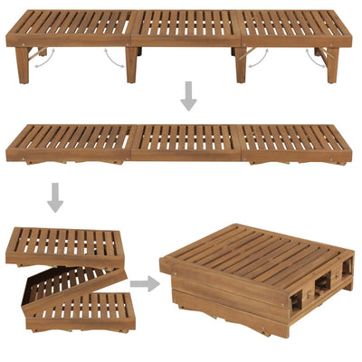 Folding Sun Lounger with Cushion Solid Wood Acacia