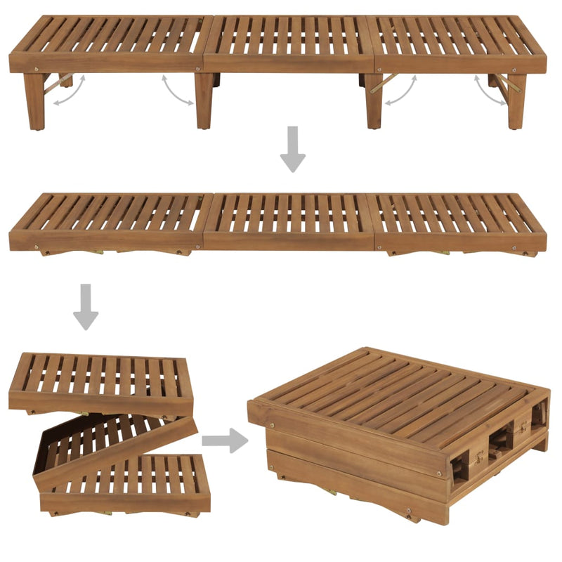 Folding Sun Lounger with Cushion Solid Wood Acacia