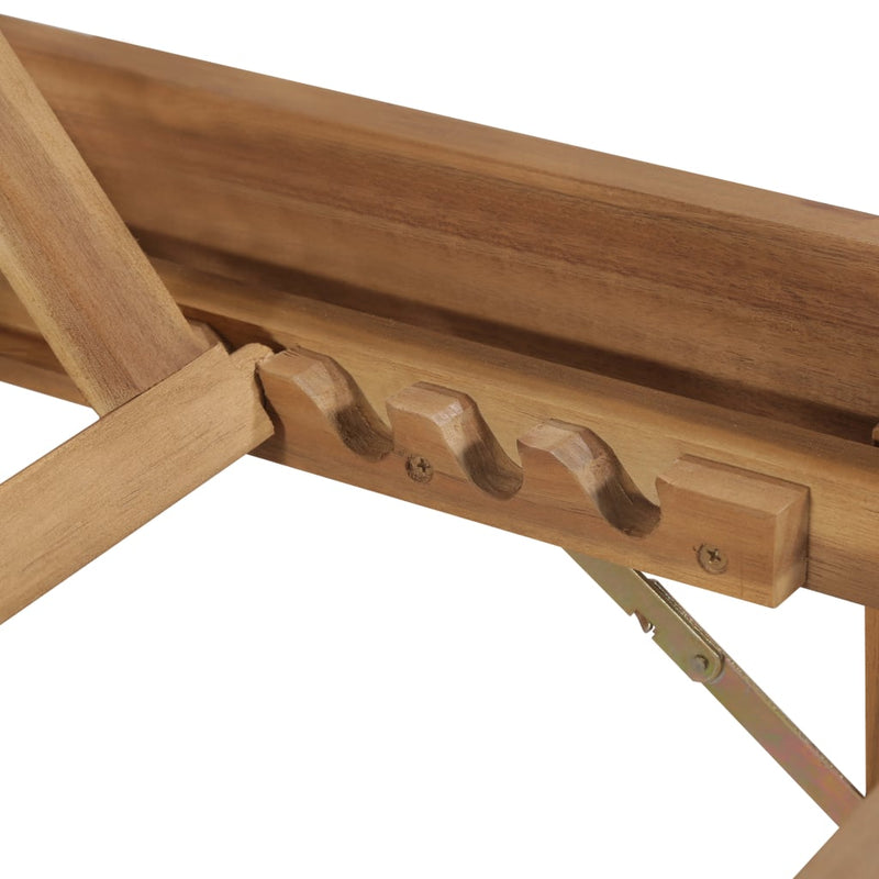Folding Sun Lounger with Cushion Solid Wood Acacia