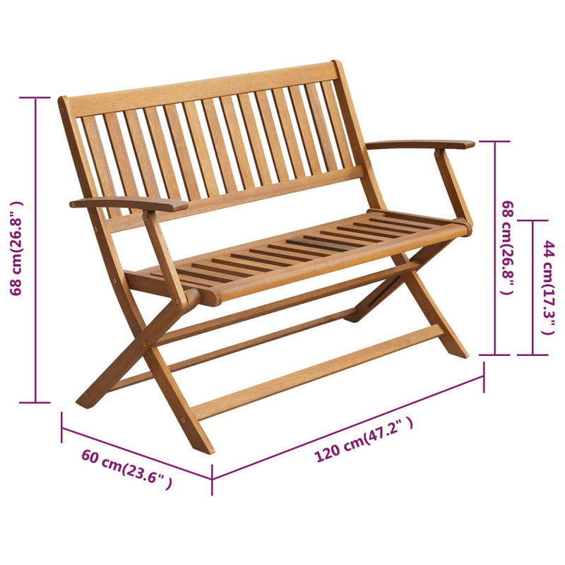 Garden Bench with Cushion 120 cm Solid Acacia Wood