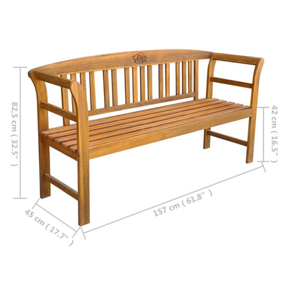 Garden Bench with Cushion 157 cm Solid Acacia Wood