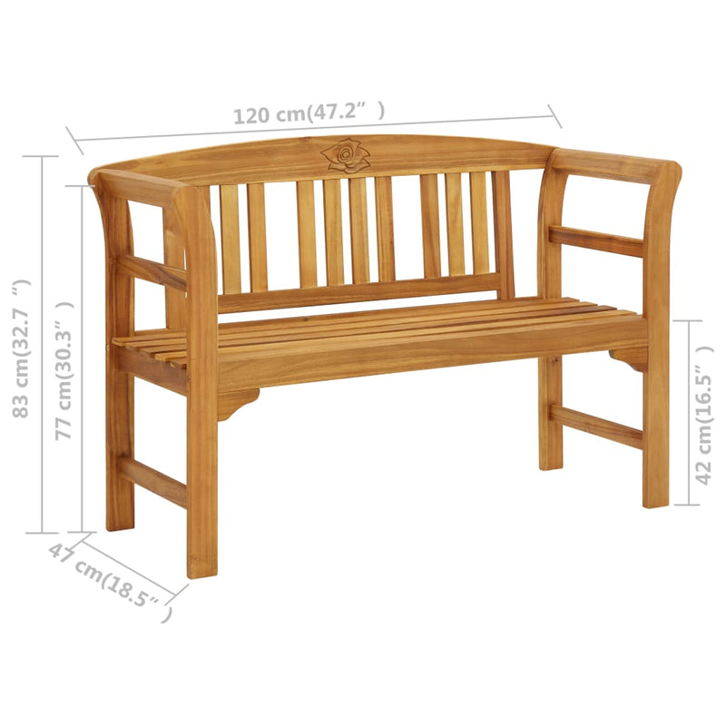 Garden Bench with Cushion 120 cm Solid Acacia Wood