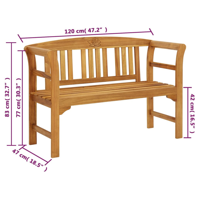 Garden Bench with Cushion 120 cm Solid Acacia Wood