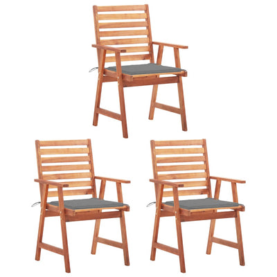 Outdoor Dining Chairs 3 pcs with Cushions Solid Acacia Wood