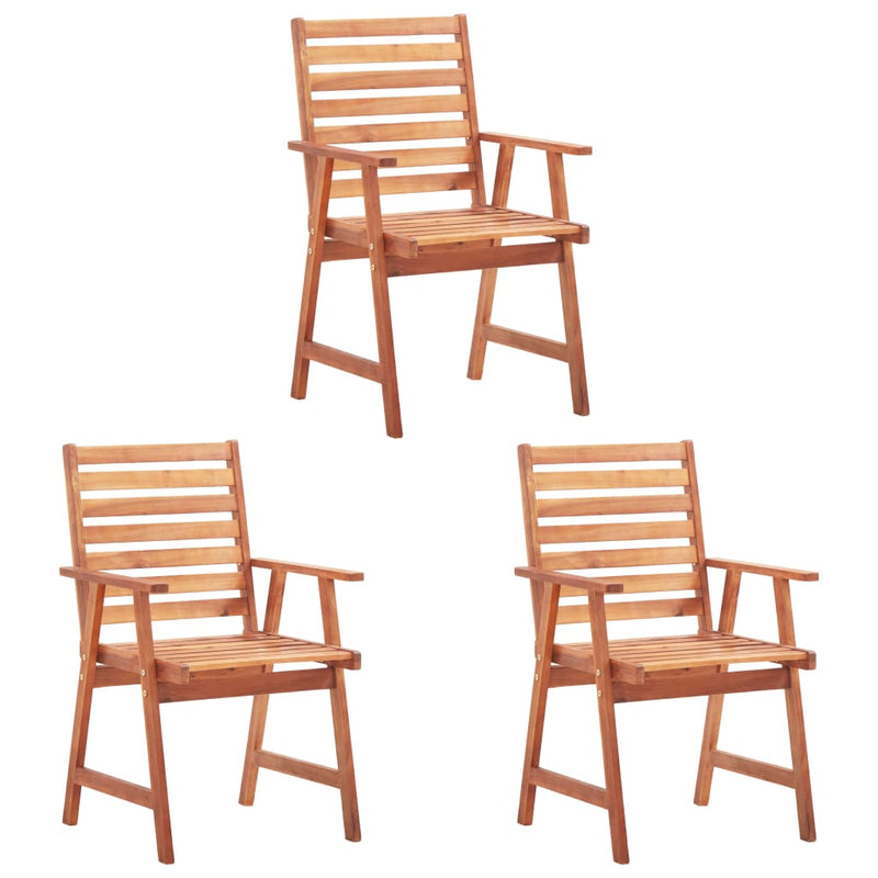 Outdoor Dining Chairs 3 pcs with Cushions Solid Acacia Wood