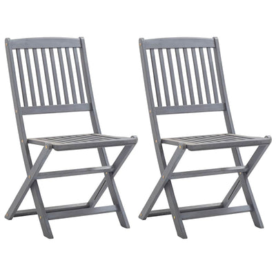 Folding Outdoor Chairs 2 pcs with Cushions Solid Acacia Wood