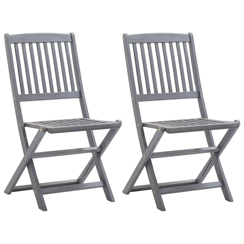 Folding Outdoor Chairs 2 pcs with Cushions Solid Acacia Wood