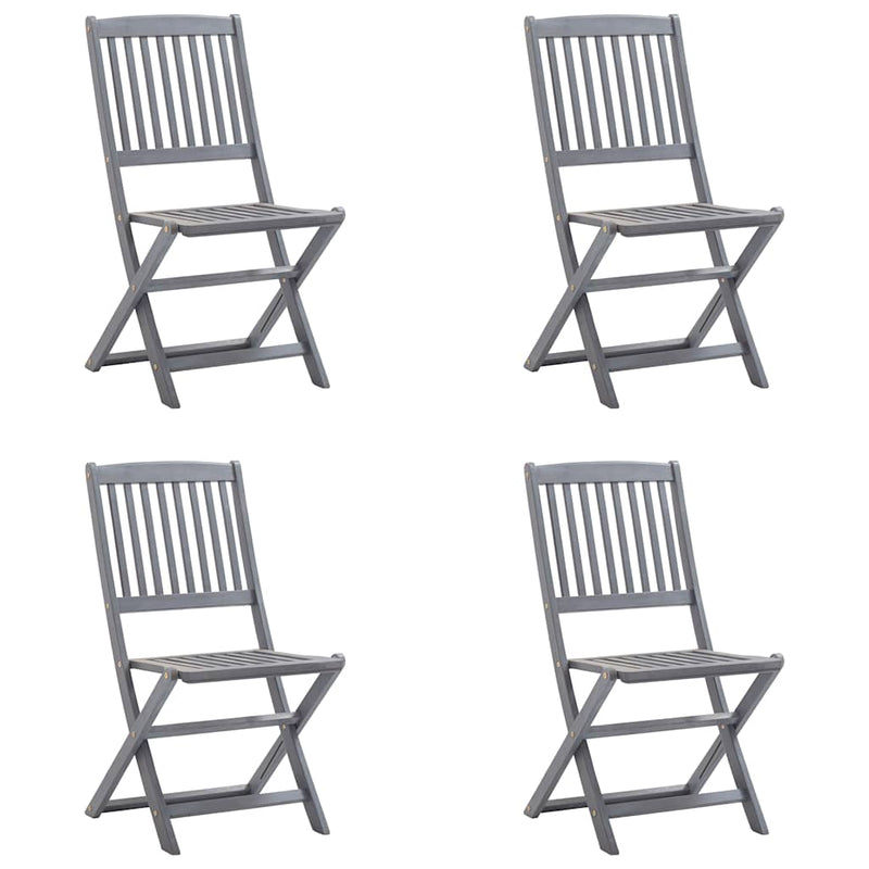 Folding Outdoor Chairs 4 pcs with Cushions Solid Acacia Wood