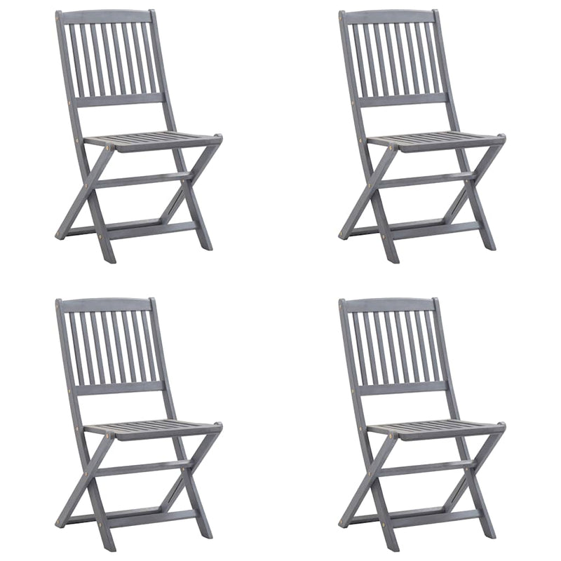 Folding Outdoor Chairs 4 pcs with Cushions Solid Acacia Wood