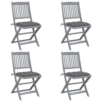 Folding Outdoor Chairs 4 pcs with Cushions Solid Acacia Wood