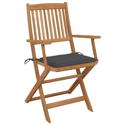 Folding Garden Chairs 4 pcs with Cushions Solid Wood Acacia