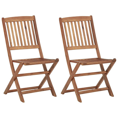 Folding Garden Chairs 2 pcs with Cushions Solid Wood Acacia