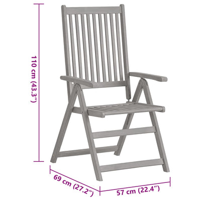 Garden Reclining Chairs 2 pcs with Cushions Solid Wood Acacia