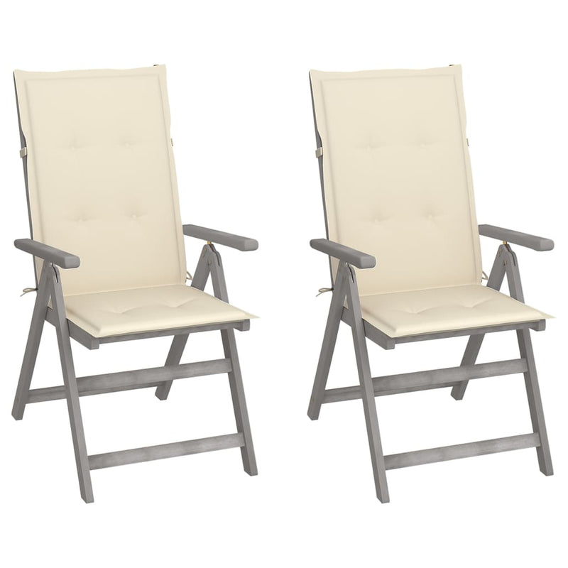 Garden Reclining Chairs 2 pcs with Cushions Solid Wood Acacia