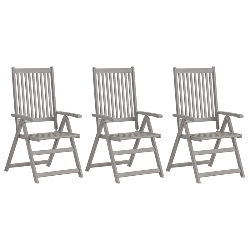 Garden Reclining Chairs 3 pcs with Cushions Solid Acacia Wood