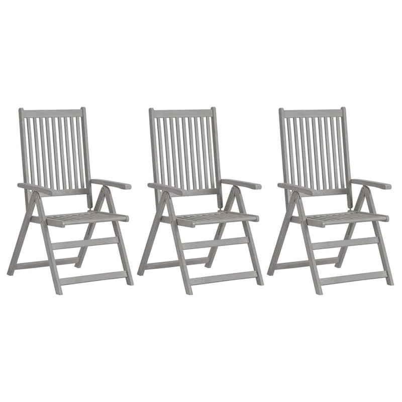 Garden Reclining Chairs 3 pcs with Cushions Solid Acacia Wood