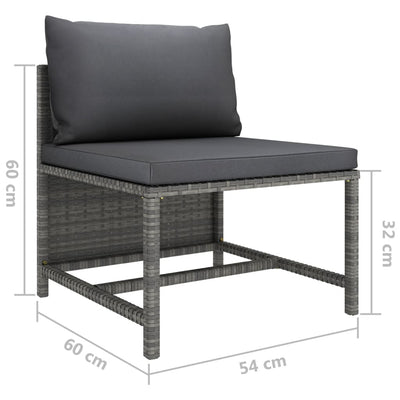 3 Piece Garden Lounge Set with Cushions Poly Rattan Grey