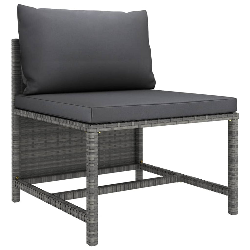 5 Piece Garden Lounge Set with Cushions Poly Rattan Grey