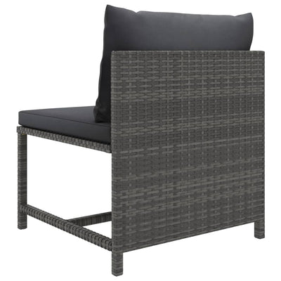 5 Piece Garden Lounge Set with Cushions Poly Rattan Grey