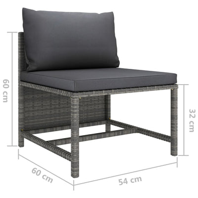 5 Piece Garden Lounge Set with Cushions Poly Rattan Grey