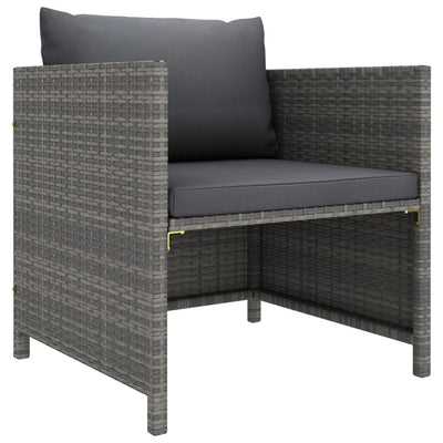 5 Piece Garden Lounge Set with Cushions Poly Rattan Grey