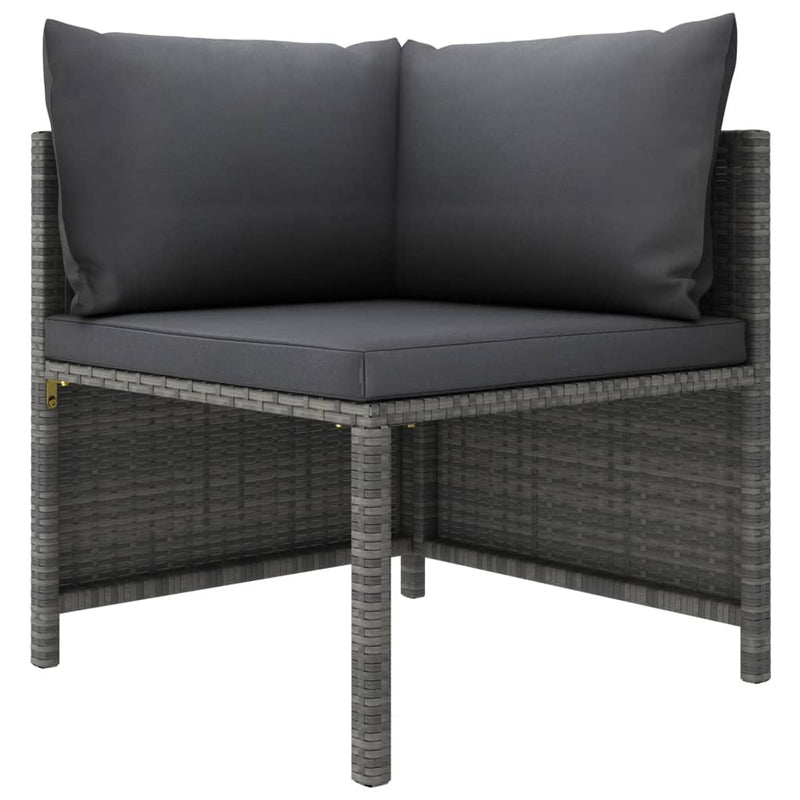 7 Piece Garden Lounge Set with Cushions Poly Rattan Grey