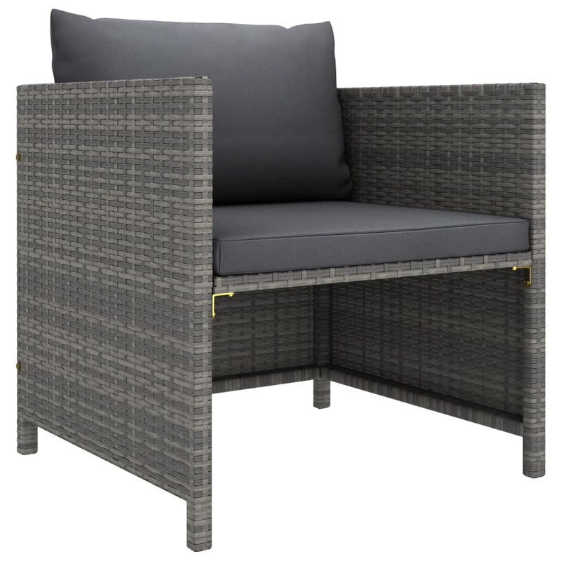 8 Piece Garden Lounge Set with Cushions Poly Rattan Grey