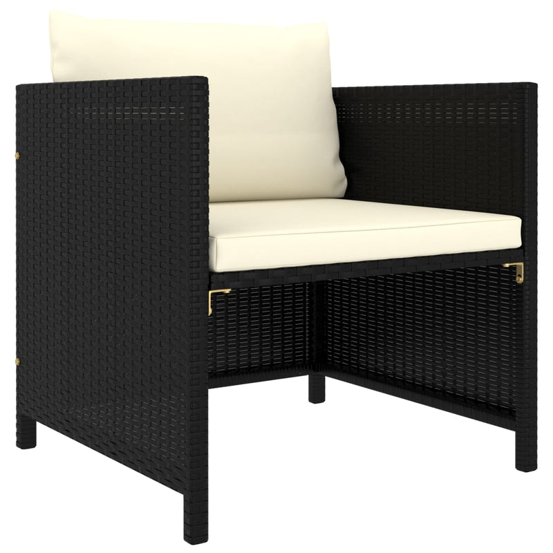 5 Piece Garden Lounge Set with Cushions Poly Rattan Black