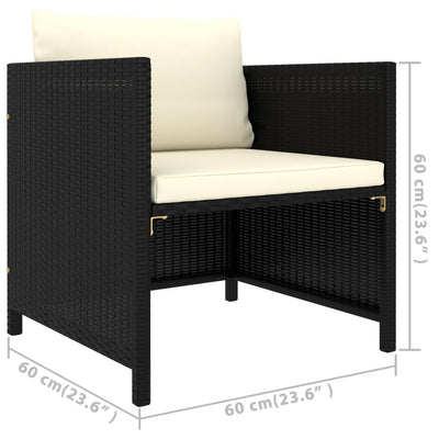 5 Piece Garden Lounge Set with Cushions Poly Rattan Black