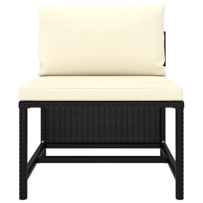 9 Piece Garden Lounge Set with Cushions Poly Rattan Black