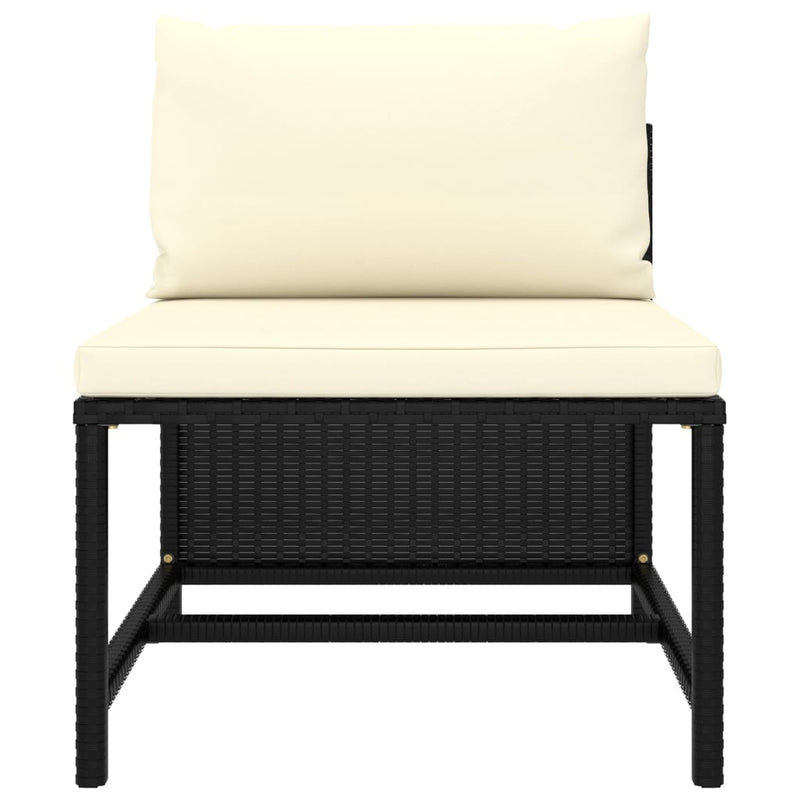 9 Piece Garden Lounge Set with Cushions Poly Rattan Black