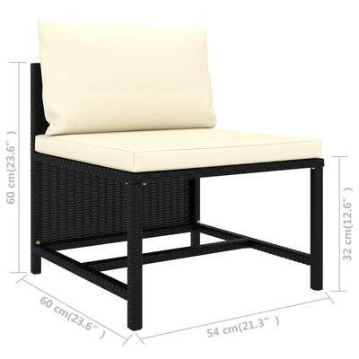 11 Piece Garden Lounge Set with Cushions Poly Rattan Black