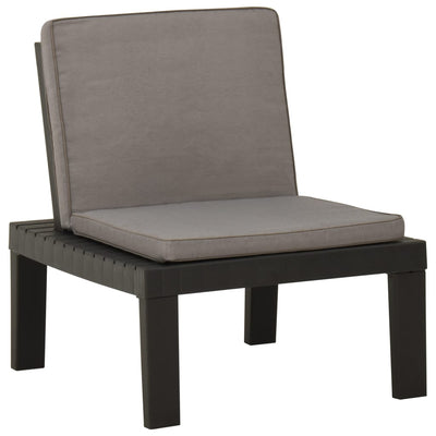 Garden Lounge Chairs with Cushions 2 pcs Plastic Grey