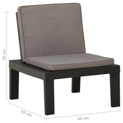 Garden Lounge Chairs with Cushions 2 pcs Plastic Grey