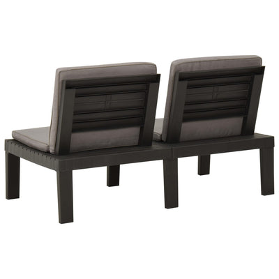 Garden Lounge Benches with Cushions 2 pcs Plastic Grey