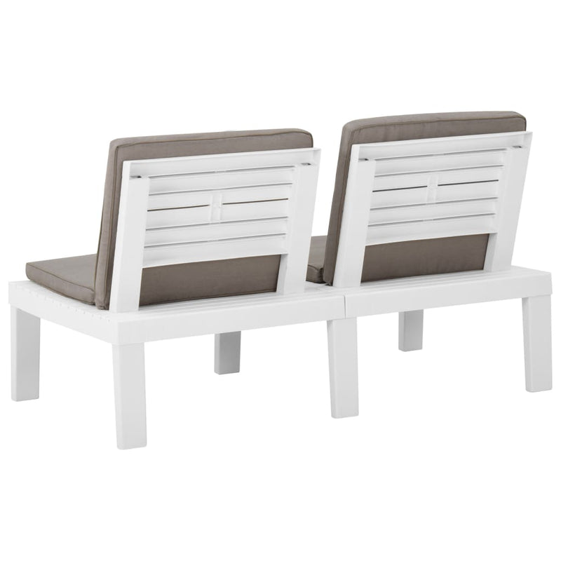 3 Piece Garden Lounge Set with Cushions Plastic White