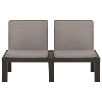 3 Piece Garden Lounge Set with Cushions Plastic Grey