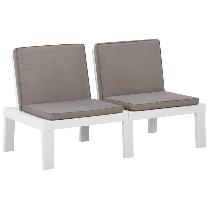 4 Piece Garden Lounge Set with Cushions Plastic White