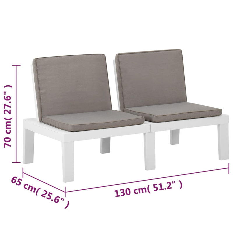 4 Piece Garden Lounge Set with Cushions Plastic White