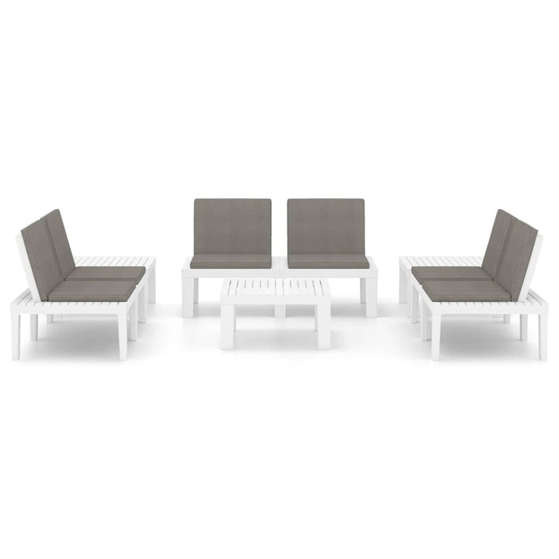 6 Piece Garden Lounge Set with Cushions Plastic White