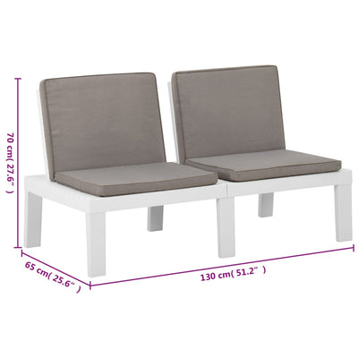 6 Piece Garden Lounge Set with Cushions Plastic White