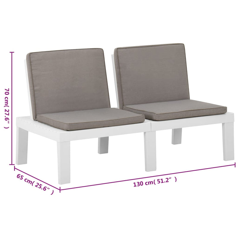 6 Piece Garden Lounge Set with Cushions Plastic White