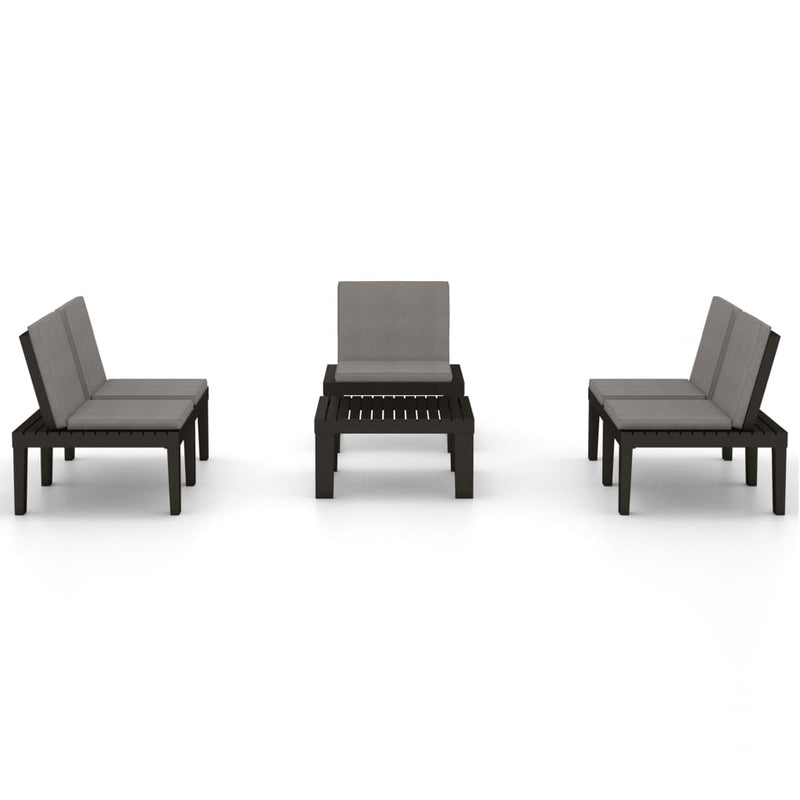 4 Piece Garden Lounge Set with Cushions Plastic Grey