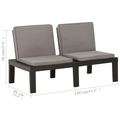 4 Piece Garden Lounge Set with Cushions Plastic Grey