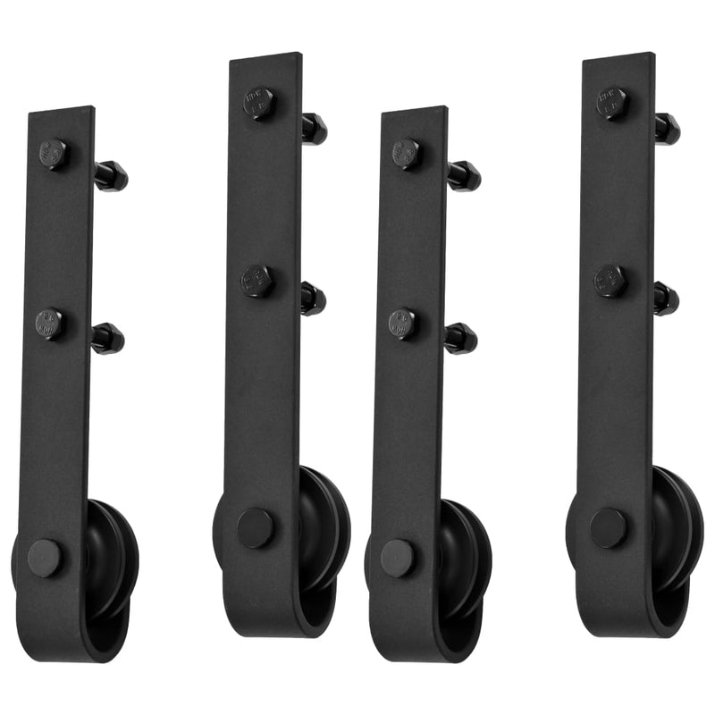 Sliding Door Hardware Kits 2 pcs 200 cm Steel Black