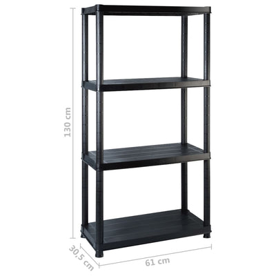 Storage Shelf 4-Tier Black 122x30.5x130 cm Plastic